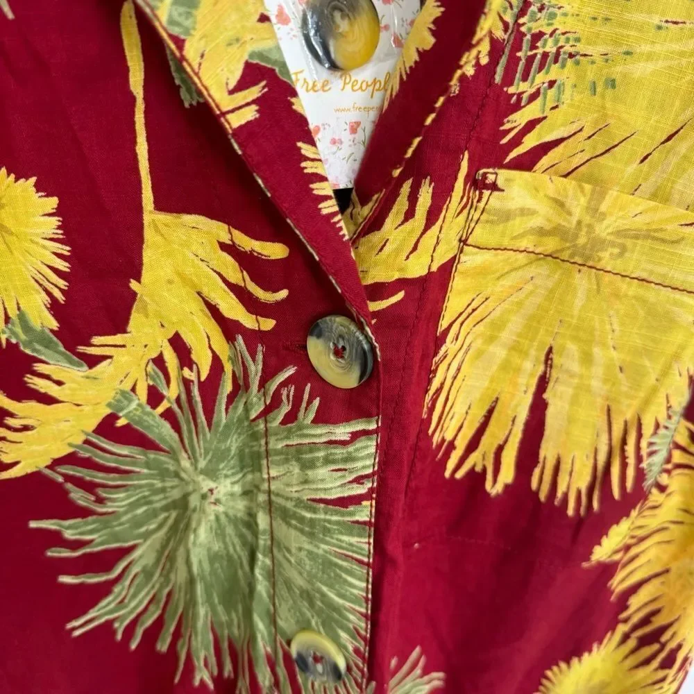 NEW Free People Maroon Combo Hawaiian Print Malibu Romper S